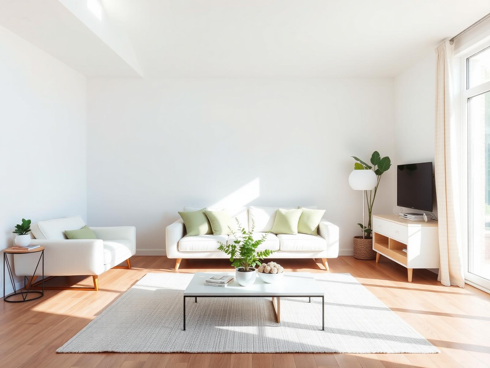 Clean, bright modern living room cleaned by Simply Spotless Homes in Chattanooga